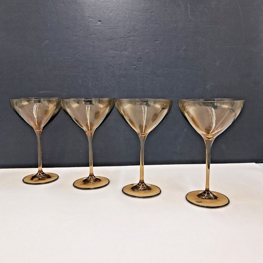Estelle Colored Glass Martini Cocktail Set of 4 Mixed Colors Hand-Blown Poland
